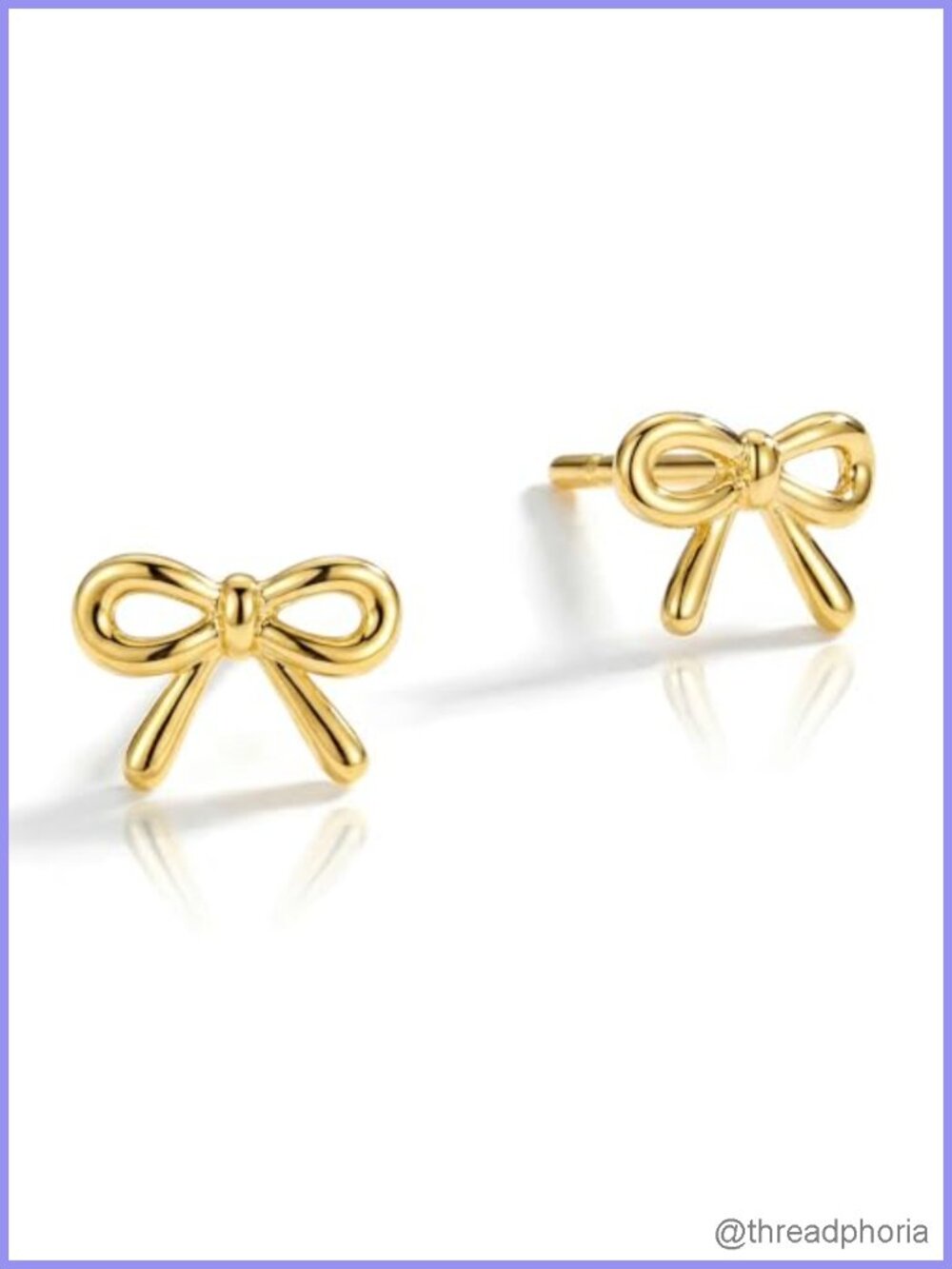 14K Gold Plated Bow Stud Earrings Push Back Dainty Gift